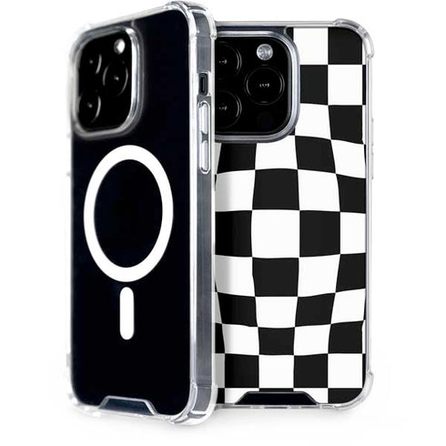 Black and White Zoomed Checkerboard iPhone 15 Pro MagSafe Case